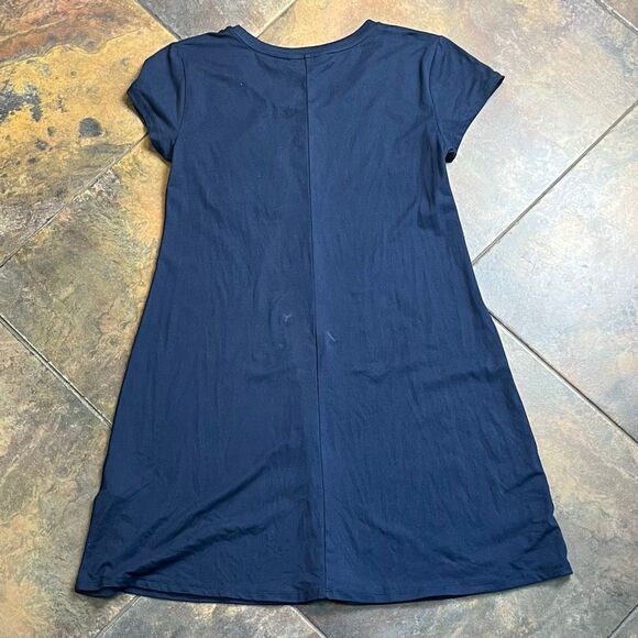 Market & Spruce Navy Blue T-Shirt A-Line Short Sleeve Pocket Dress Large - Picture 6 of 6
